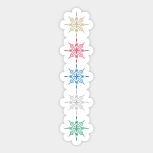 Five Color Pixel Snowflake Stack Gold Red Blue Silver Green Sticker